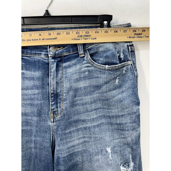 Judy Blue Wide Leg Cropped Jeans Size 16W Destroyed Distressed Stretch Denim - Picture 6 of 10